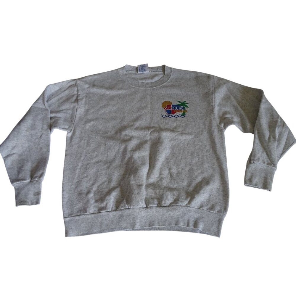 Vtg Delta Carquest Bowl Sweatshirt Women Men Size L Heather Gray Made in USA
